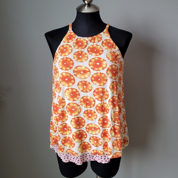 Citrus slice tank top with polkadot peekaboo back - Picture 1 of 7